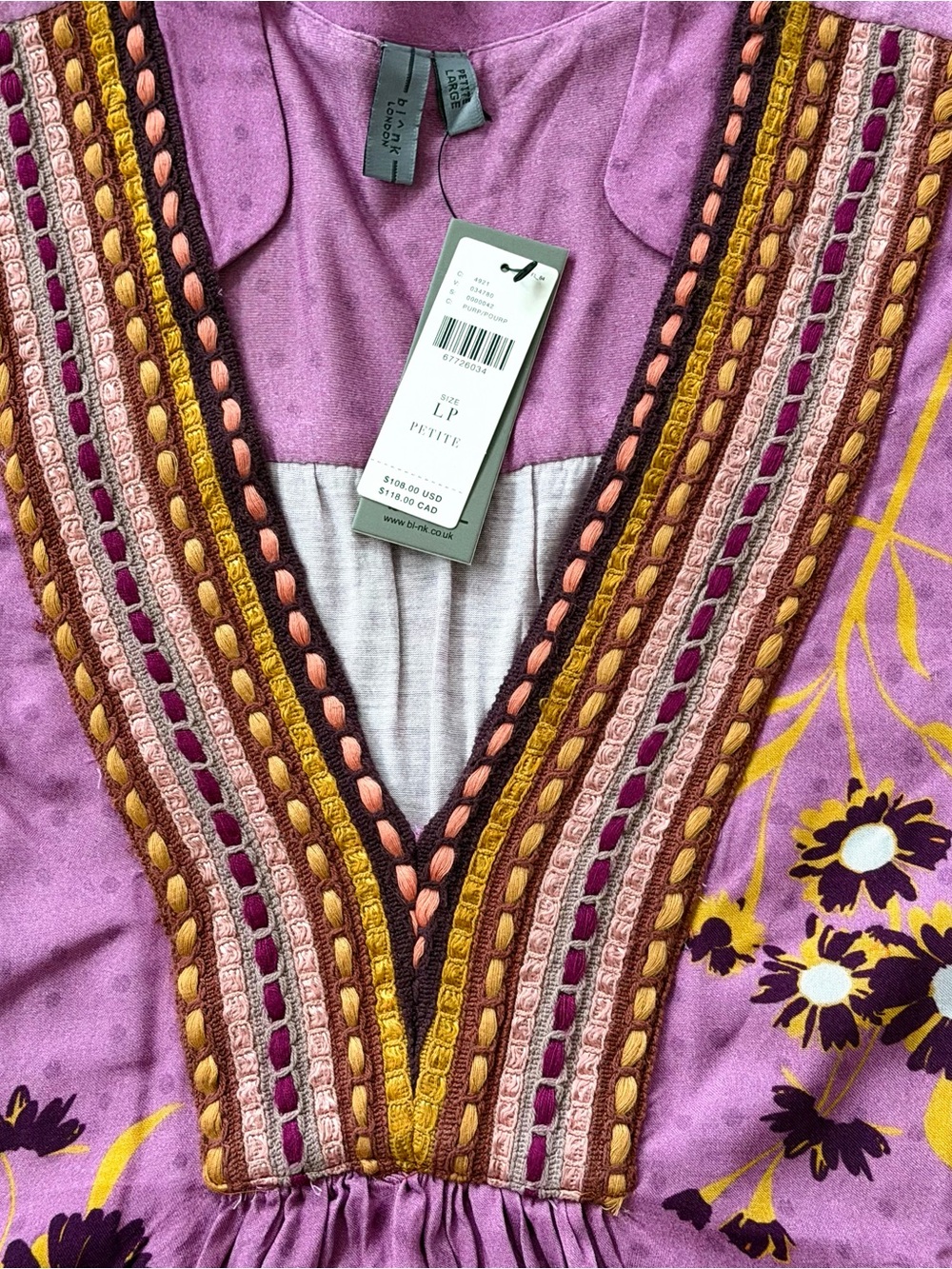 NWT Anthropologie Bl-nk London Women’s Stephanie Top Blouse Tunic Size L Petite - Picture 3 of 16